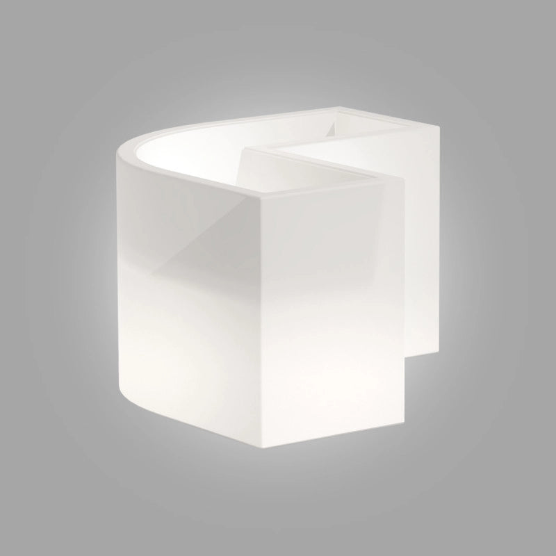 Vaso Fioriera luminosa angolare moderna di design 160x35 H50 in polimero resistente con LED bianco per interno ed esterno - Made in Italy - Monacis
