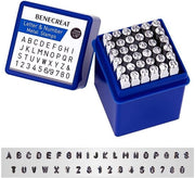 Stereotipo metallico con 36 pezzi, 3 mm, alfabeto e numeri arabi, timbro/bollo, metallo, con scatola, attrezzo per timbrature in metallo, gioielli, pelle, legno