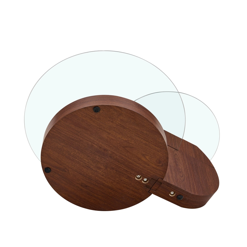TAVOLINO DA SALOTTO 78,5x78,5x24,5 cm MDF e vetro trasparente effetto noce