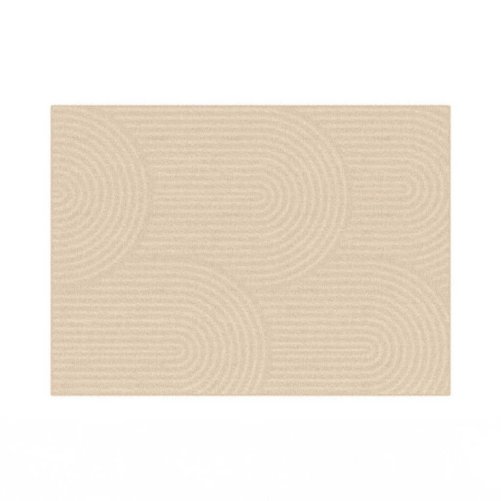 IDMarket - Tappeto rettangolare per interni JADA con motivo circolare beige 160 x 220 cm