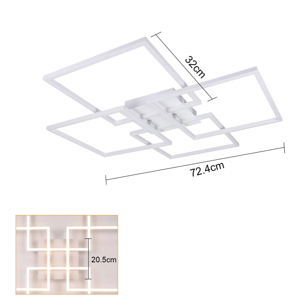 ZMH Lampada da soffitto plafoniera LED moderna 32W cornici rettangolari per soggiorno camera letto