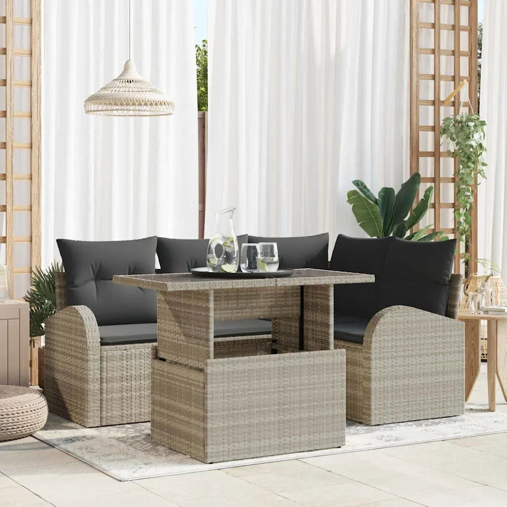 Set Divano da Giardino 5 pcs Grigio chiaro Poly Rattan 3348638