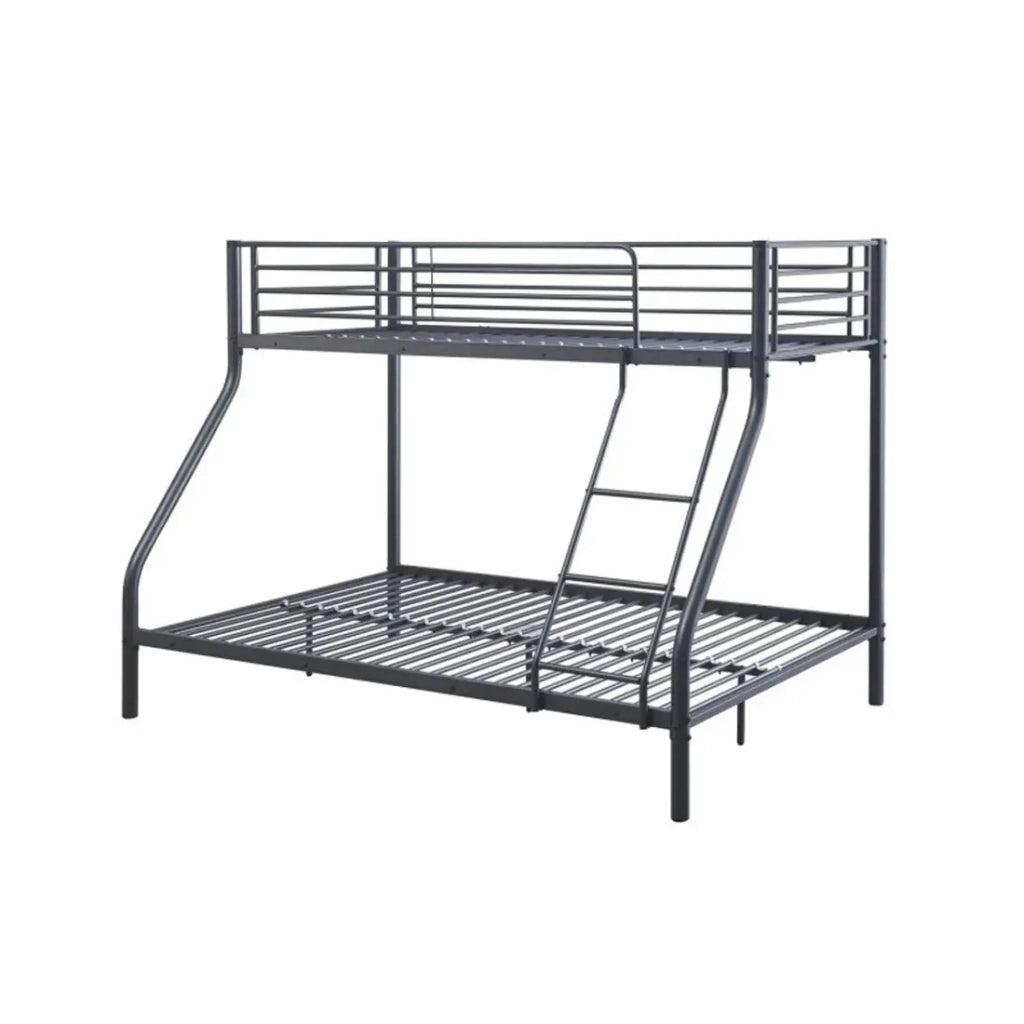 Letto a castello in metallo SAMMY - 90x200 & 140x200 cm - Grigio scuro - Rete inclusa