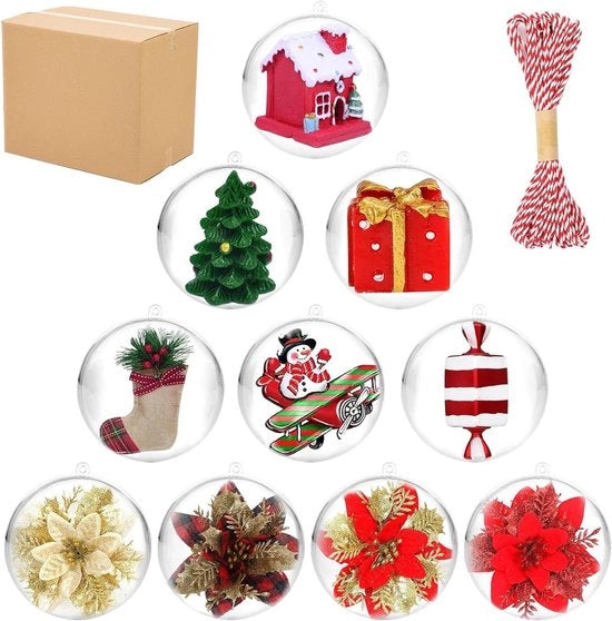 Decorazioni per albero di Natale premium - 20 pezzi di palloncini trasparenti riempibili - 6 cm - decorazioni per albero di Natale DIY - decorazioni per Natale e vacanza - decorazioni per matrimonio e compleanno - ornamenti festivi