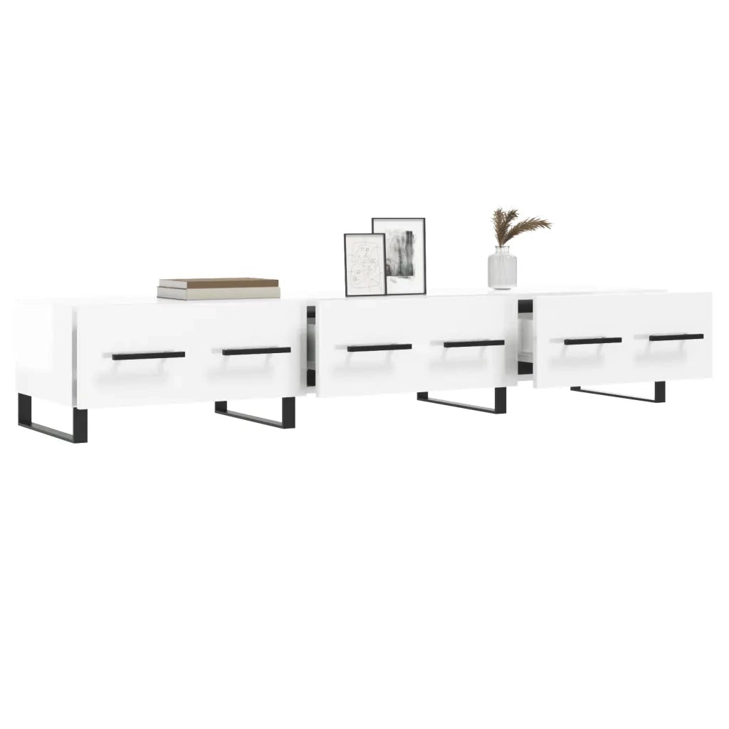 Mobile Porta TV Bianco Lucido 150x36x30 cm in Legno Multistrato 829174