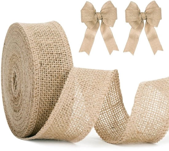 Fascia di juta 4 cm - Rullo da 10 m - Naturale - Marrone - Sostenibile - Ideale per regali - Atmosfera rustica - Fasce di regalo