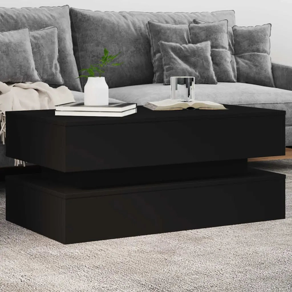 Tavolino da salotto | Tavolino da caff¨¨ | Tavolino da Soggiorno con Luci LED Nero 90x50x40 cm