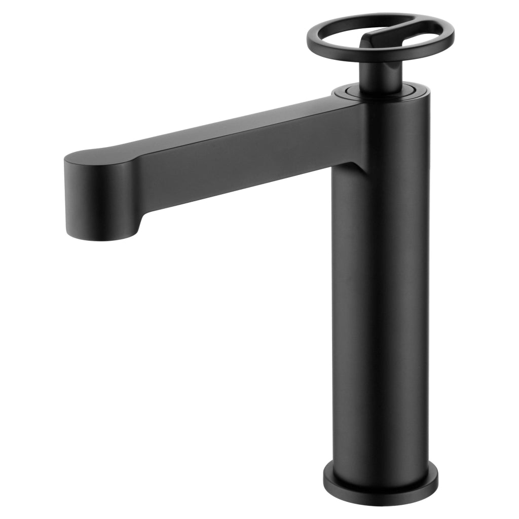 IMEX Miscelatore monocomando per lavabo in ottone nero opaco con cartuccia ceramica Ø26 mm TOP e set 2 flessibili 3-8 inclusi altezza 184 mm canna 135 mm modello BDC033-1NG