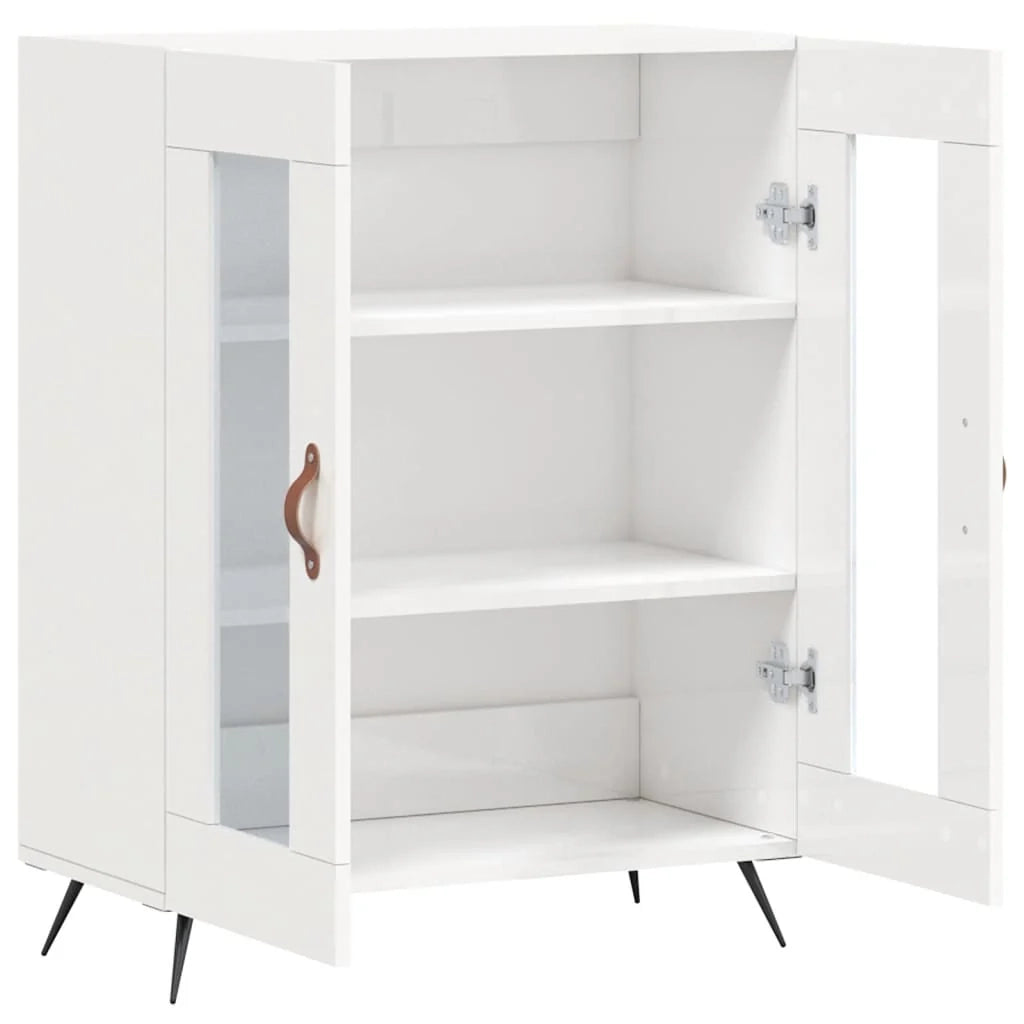 Buffet credenza cassettiera mobiletto mobile contenitore organizer per cucina soggiorno finitura lucida 69,5 x 34 x 90 cm legno ingegnerizzato bianco 02_0030721
