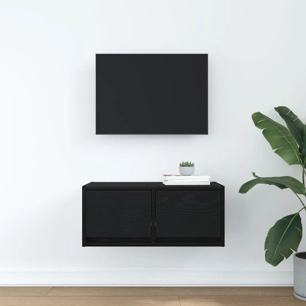 Mobile Porta TV Rovere Nero 60x31x25,5 cm in Legno Multistrato 861492