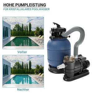 Filtro a sabbia per piscina, pompa autoadescante per piscina 260 W, serbatoio per 21 kg di sabbia, per piscine fino a 20 m³