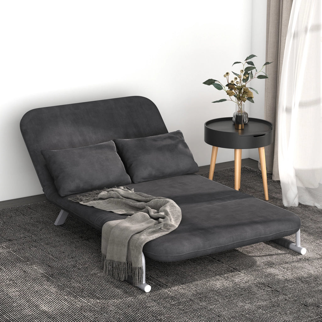 Divano Letto 2 Posti in Similpelle e Acciaio ¨C zephmum ¨C Grigio, 105x80x78 cm