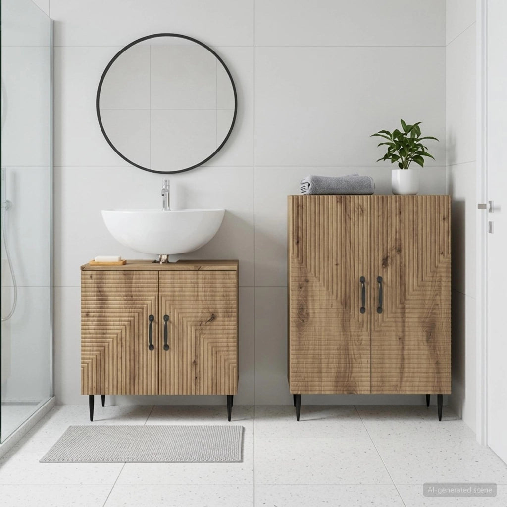 Set di Armadi da Bagno da 2 Pezzi HAARLEM Rovere Artigianale 3417620
