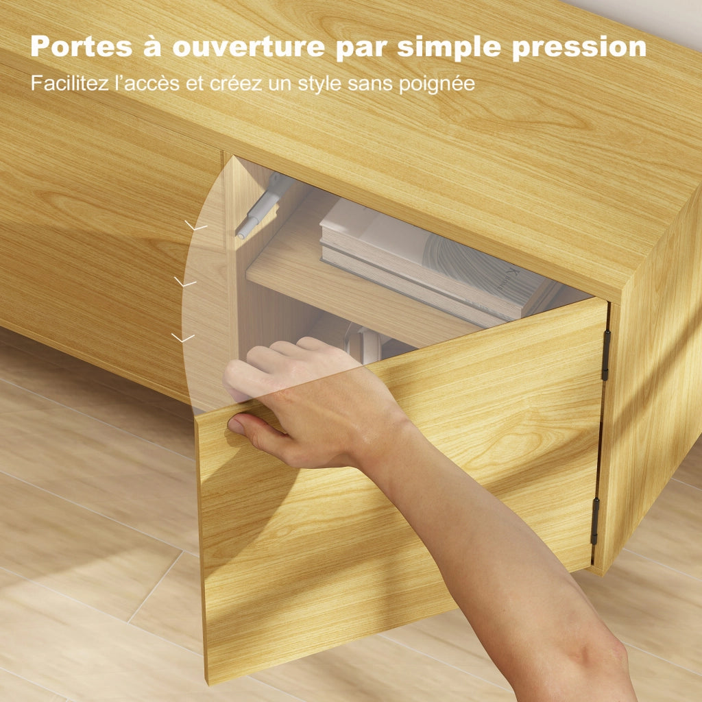 Mobile TV 180 cm con 4 ante a pressione ¨C zephmum ¨C legno naturale 180x35x55,5 cm