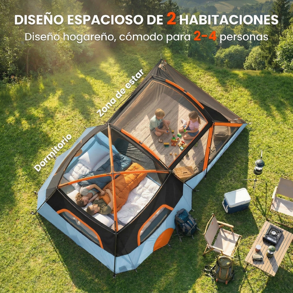 Tenda da campeggio 4 persone 2 stanze ¨C zephmum ¨C impermeabile facile montaggio