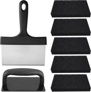 Set di pulizia per griglia a 7 pezzi - set di pulizia per piatti da picnic - Spazzoloni in acciaio inossidabile per griglia - Kit di accessori per griglia BBQ - Set di pulizia per griglia barbecue - Set di strumenti di pulizia per griglia