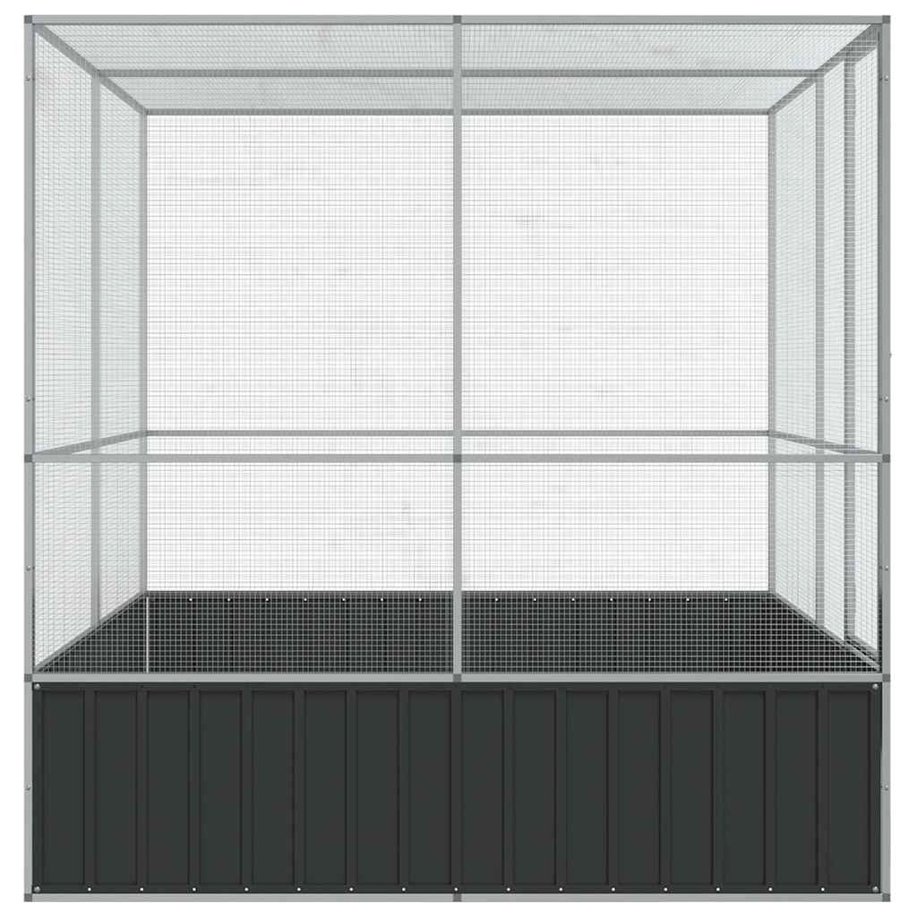 Voliera in gabbia argentata 211 x 207 x 212 cm acciaio Argento 02_0045639