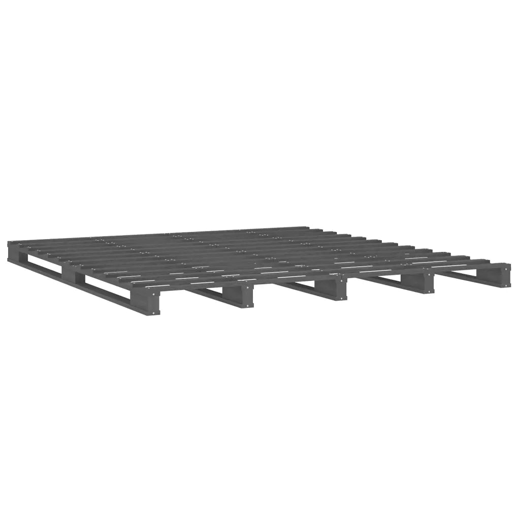 Letto a Pallet Grigio 150x200 cm Massello di Pino 5FT King Size 821399