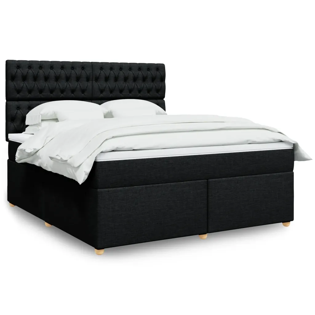 Giroletto a Molle con Materasso Nero 180x200 cm in Tessuto 3291368