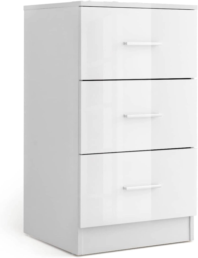Comodino Camera, con 3 Cassetti, Armadietto Laterale, Mobiletto Fianco Letto, per Ufficio/Soggiorno/Studio, Carico di 55 kg, 37x 34x 66,5 cm, 2 Colori