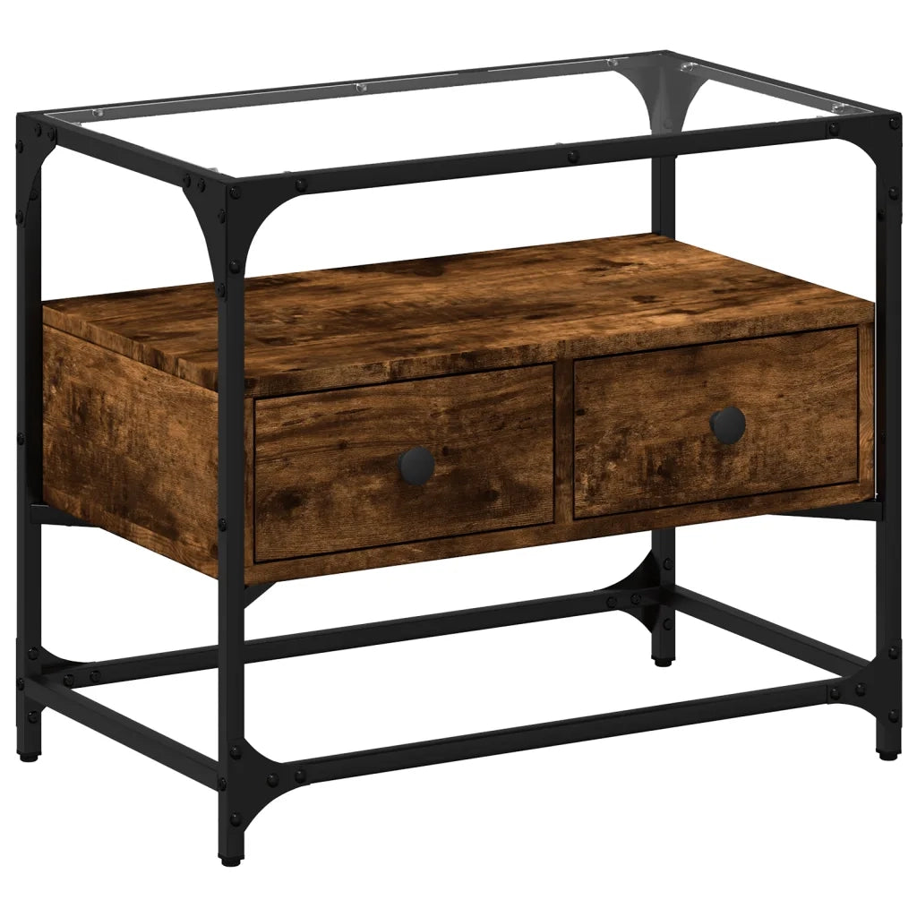 Mobile TV | Armadietto TV | Mobile Porta TV Piano Vetro Rovere Fumo 60x35x51cm Legno Multistrato