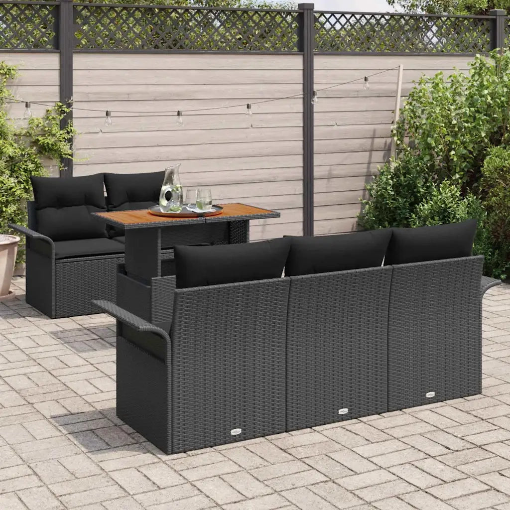 Set Divano da Giardino con archiviazione 6 pcs Nero Poly Rattan 3358011
