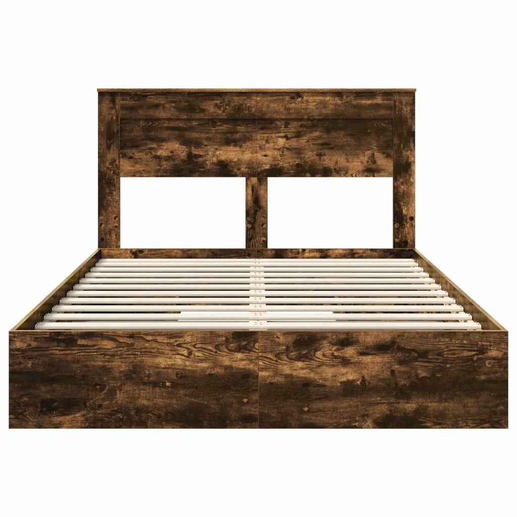 Letto con Contenitore con testiera Rovere fumé 160 x 200 cm 3409901