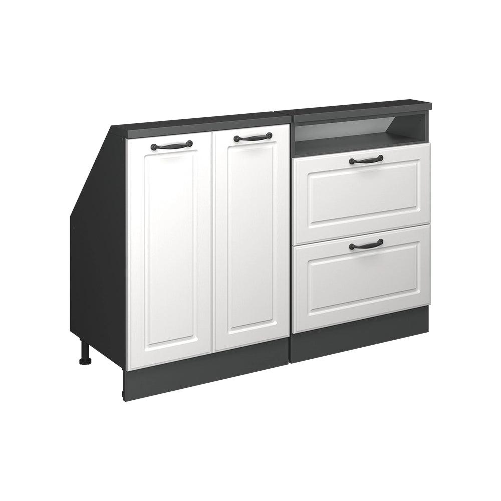 Set di mobili sottotetto Rion Bianco rustico/Antracite Set di 2 Vicco