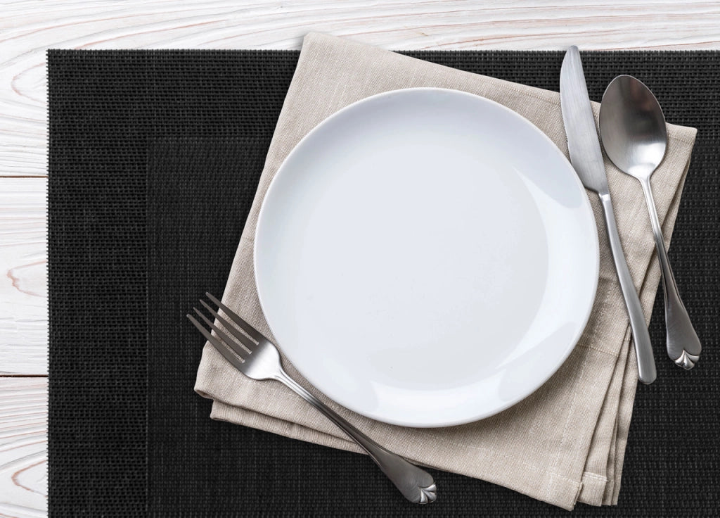 Set Tovagliette Americane Cucina Antiscivolo In Tinta Unita Lavabili - Set 4 - Nero