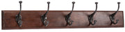 Biscottini Attaccapanni da parete in legno massiccio e ferro forgiato a mano finitura noce 76x13x22 cm