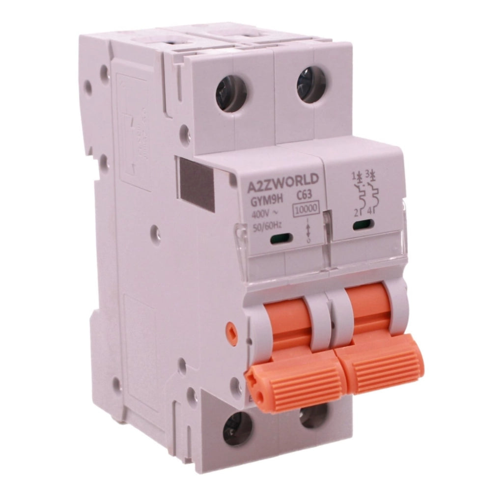 MCB Interruttore Magnetotermico Automatico Curva C 2P 2M 10000A AC 400V IP20 GYM9H, Accoppiabile Con Bobina di Sgancio GA01231 GA01232, Disponibili 25A 32A 40A 63A (C63A)