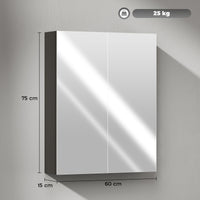 Armadietto a Specchio per Bagno 60x15x75 cm Struttura in MDF Nero