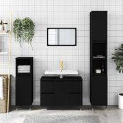 Mobile da Bagno Nero 80x33x60 cm in Legno Multistrato 831645
