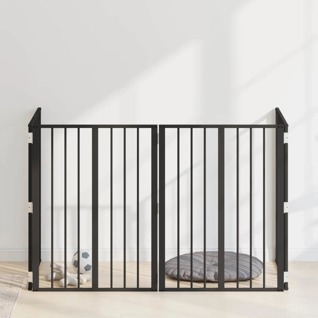 Cancello per cani 4 pcs Nero 60 x 80 cm Acciaio zincato 892015