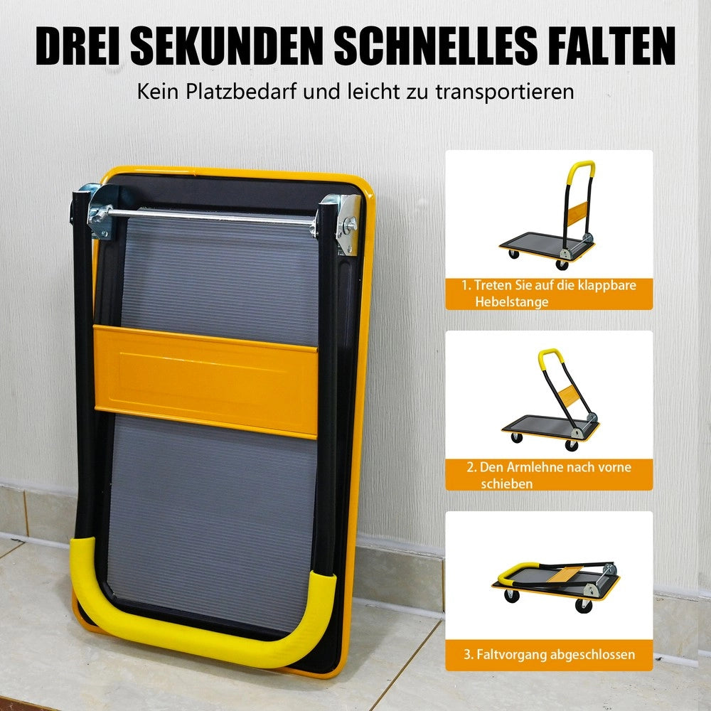 Carrello Piattaforma Pieghevole ¨C MINIMAL ¨C 150 kg, Ruote 360¡ã, Giallo