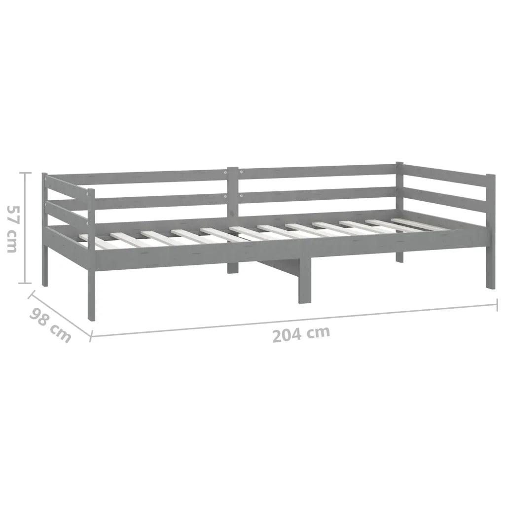 Divano Letto con Materasso 90x200 cm Grigio in Legno di Pino 3083556
