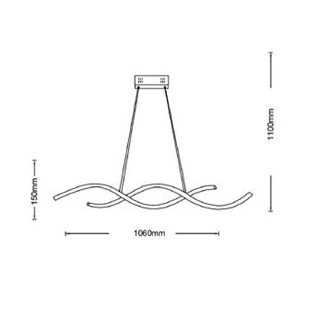 Trade Shop - Lampada Led A Sospensione Moderno Onde Intrecciate 28w 2240lm Cct Luce Variabile B56-3c -