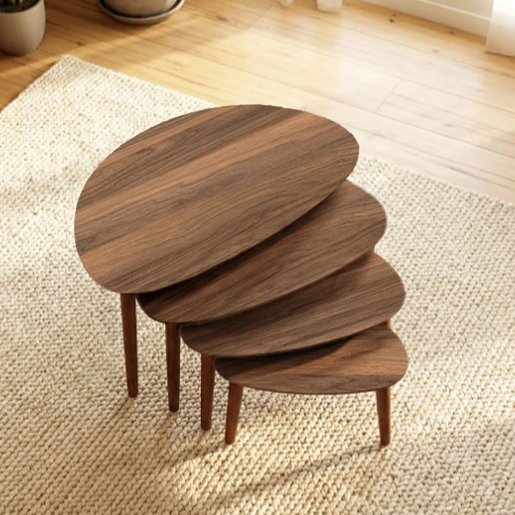 Nora", tavolo a nido di 4 pezzi in legno 68 x 45 x 55 cm - Noce