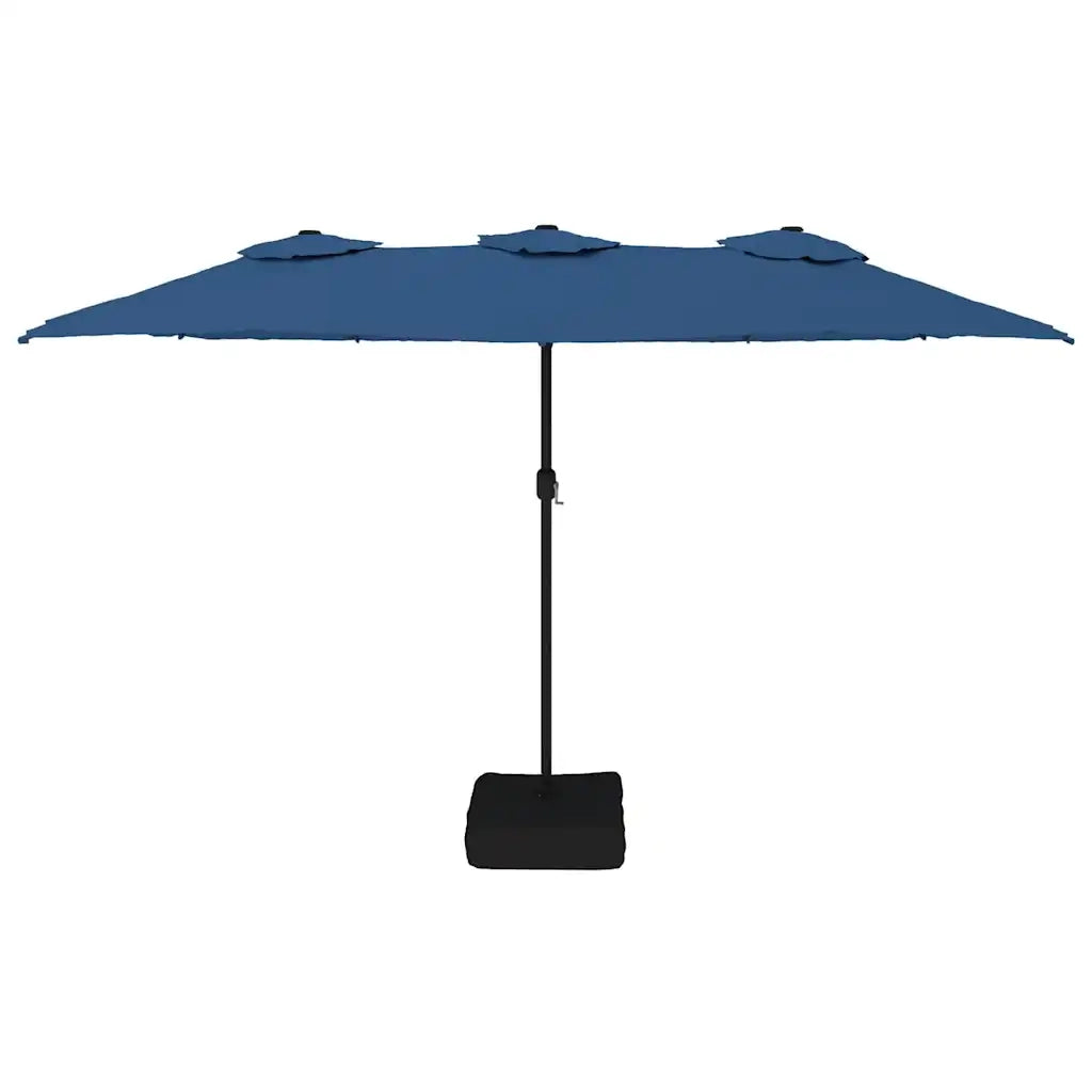Ombrellone da giardino a doppia testa con illuminazione a LED per creare un'atmosfera accogliente 449 x 265 cm in poliestere blu azzurro 02_0047384