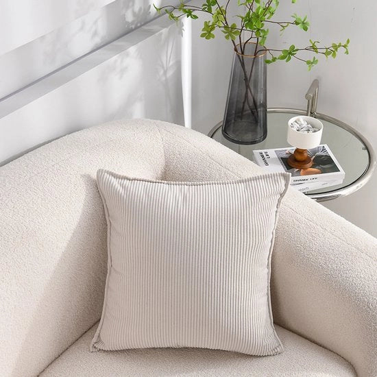 2-Pack coppe di corduroy morbide - coppe di corduroy a strisce - coppe decorativi - per divano, auto, terrazzo, camera da letto, soggiorno - 50x50cm - Beige