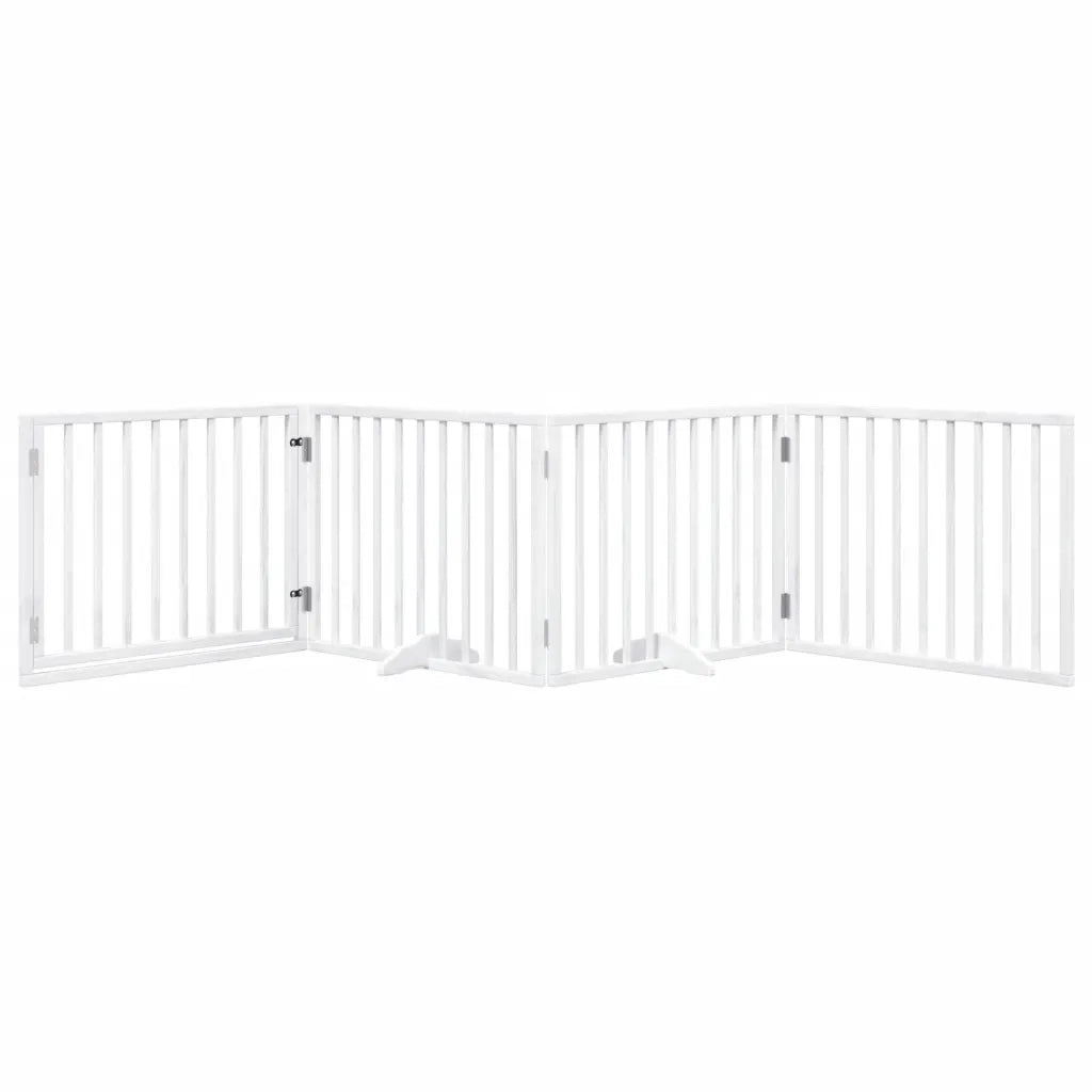 vidaXL Cancello Cani Porta Pieghevole Bianco 4 Pannelli 320 cm Pioppo