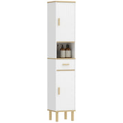 Armadietto Bagno con Cassetto e Ripiani Regolabili ¨C zephmum ¨C Bianco 172 cm
