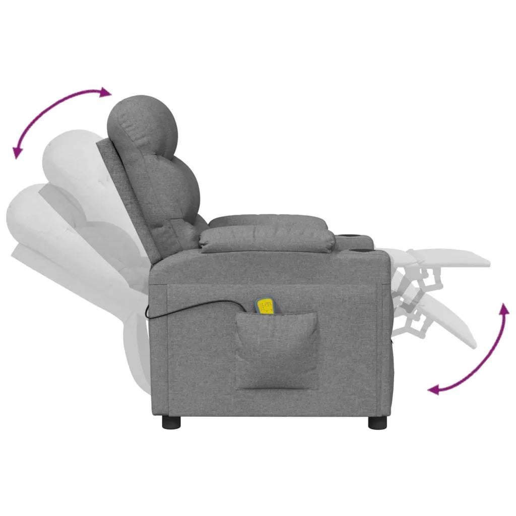Poltrona Massaggiante | Sedia Relax in Tessuto Grigio Chiaro