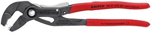 KNIPEX 85 51 250 AF Pinza per Fascette Elastiche con Fermo di Blocco Inserti Girevoli a 360° Microregolazione 19 Posizioni Testa Affusolata colore Grigio
