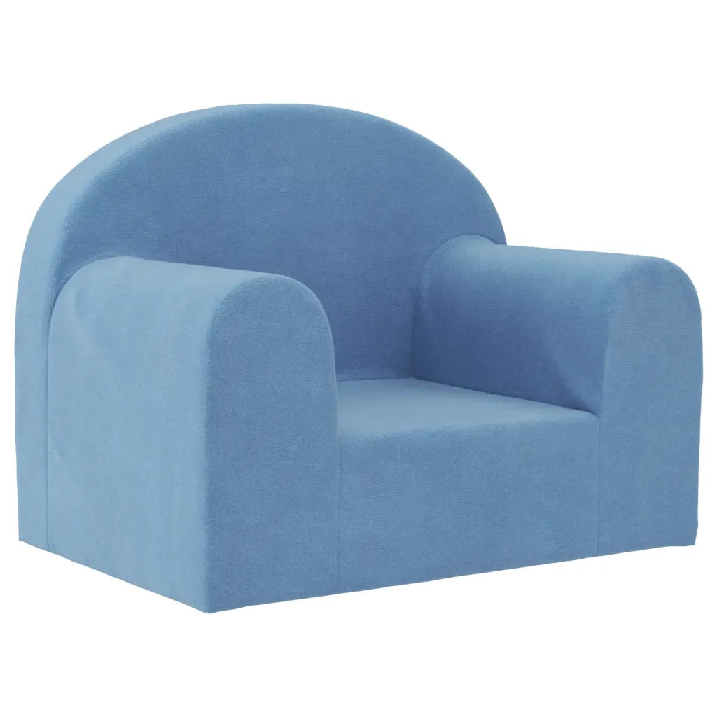 Divano per Bambini-Sofa-Divanetto Blu in Morbido Peluche 167124