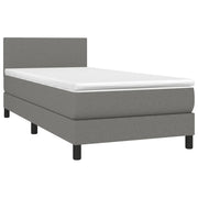 Letto singolo | Letto per adulti | Letto a Molle Materasso e LED Grigio Scuro 80x200 cm in Tessuto