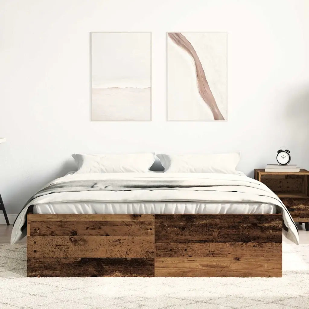 vidaXL Giroletto senza Materasso Legno Antico 135x190cm in Truciolato