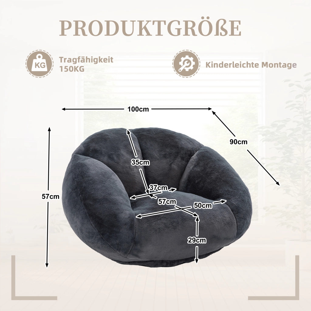 Divano Sacco Morbido in Peluche ¨C MINIMAL ¨C Antiscivolo, Senza Montaggio