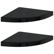 2 pz Scaffali Angolari a Parete | Mensola sospesa Nero Lucido 35x35x3,8 cm MDF