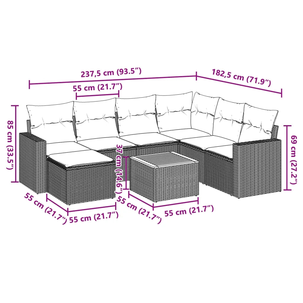 Salotto da Giardino-Set Divani da Giardino 5 pz con Cuscini in Polyrattan Nero 446531